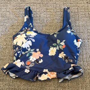 Floral Blue Bikini Top